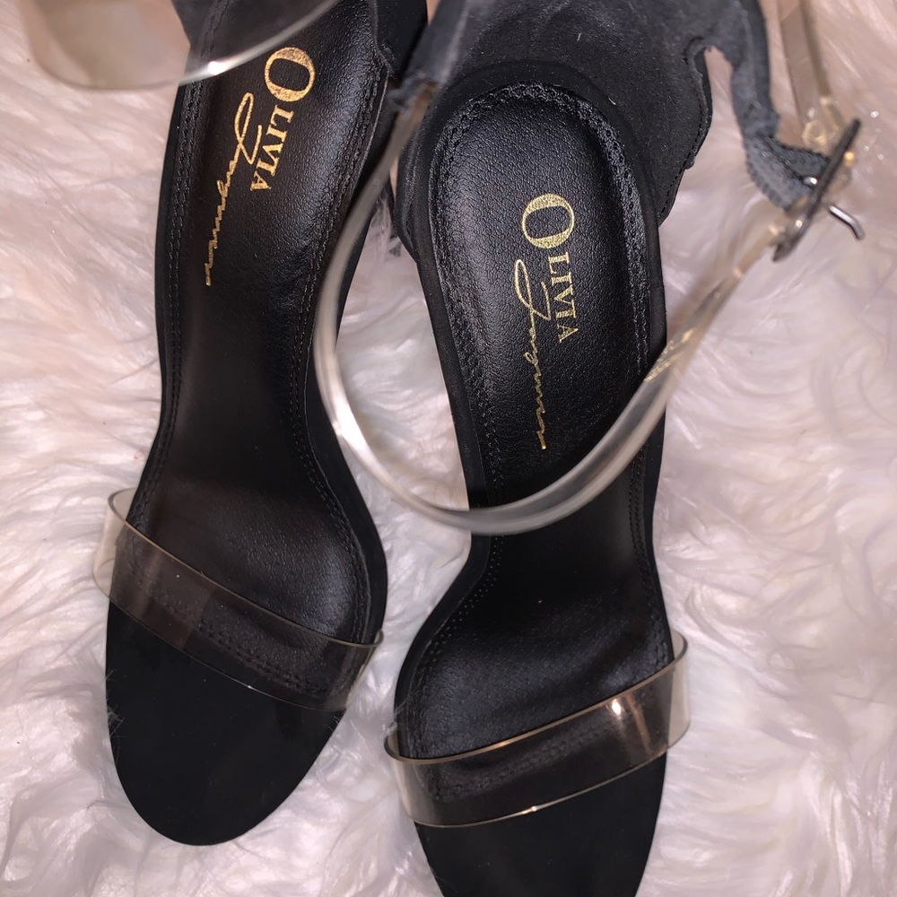 Black clear strappy heels